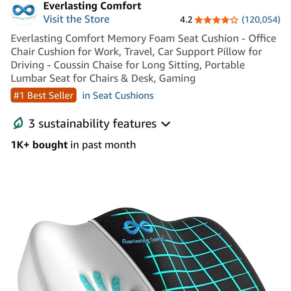 Everlasting Comfort Black Seat Cushion - Picture 5 of 6